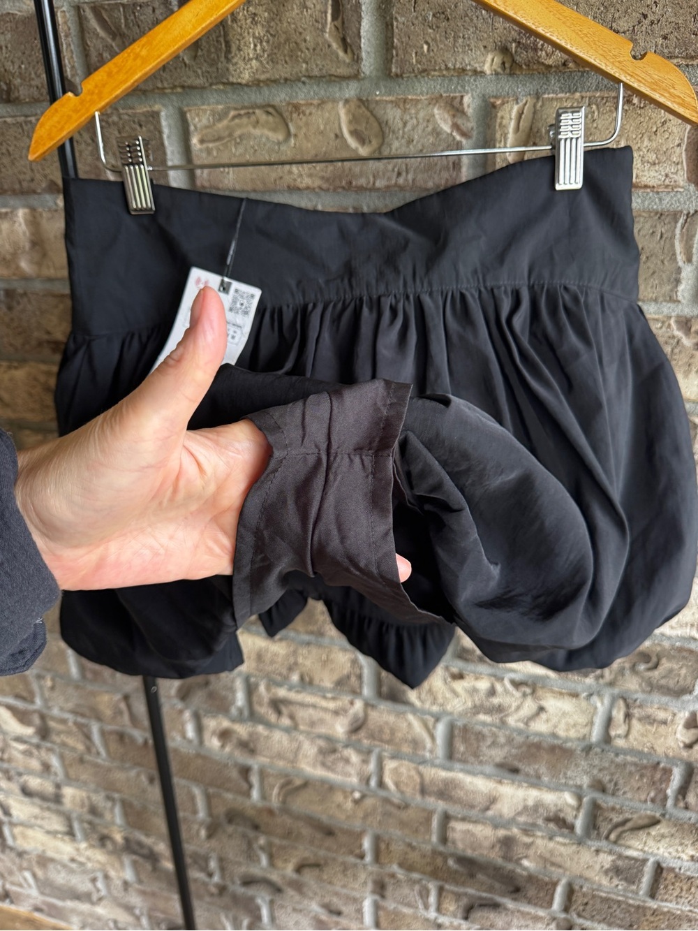 Zara Black Bubble Hem Mini Skort Size M NWT Balloon Puff Skirt With Shorts - Picture 6 of 12